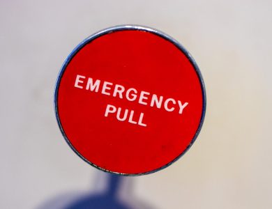 red Emergency Pull lever